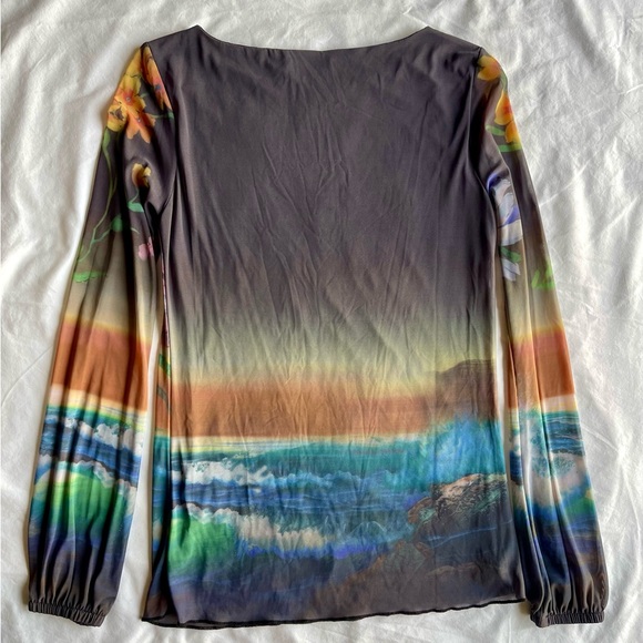 Desigual XS Floral Tiger Mesh Long Sleeve Top L/S - Picture 3 of 3